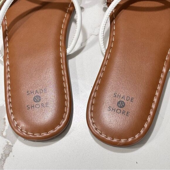 Shade & Shore | Women’s White and Gold Flat Summer Sandals Size 8 - Picture 6 of 8